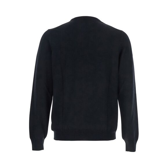 Tagliatore Men Black Sweater With Ribbed Design In Wool Man